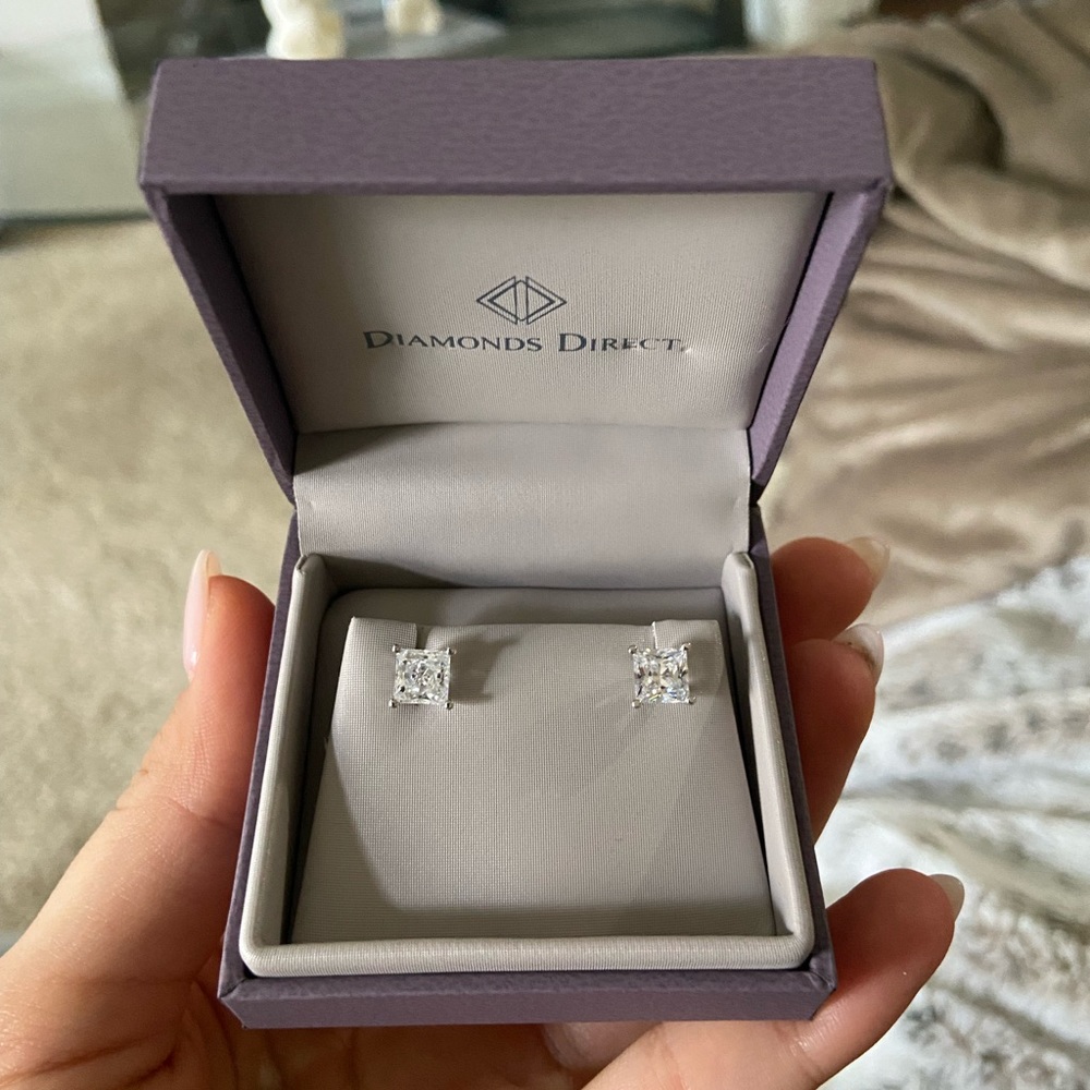 CZ 14k white gold studs